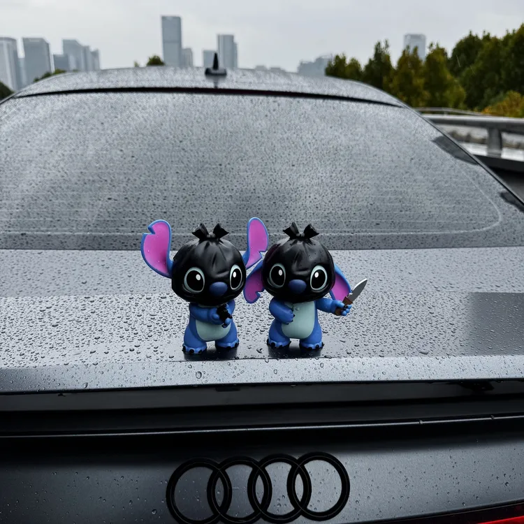 车载创意搞怪打劫史迪仔和打枪史迪仔手办桌面玩偶车尾中控台摆件