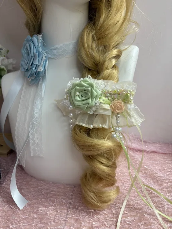 春日新品纯手工玫瑰款裙摆一字夹