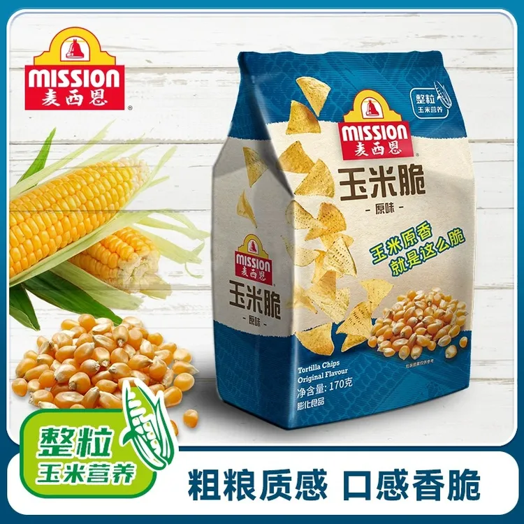mission麦西恩原味玉米脆片大包装休闲办公零食健康玉米片早餐片