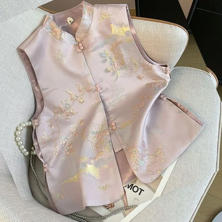 新中式秋装新款马甲女装时尚气质改良新款立领马夹国潮上衣中国风