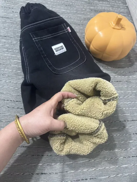 男童一体绒牛仔裤新款冬季保暖长裤儿童糕糕绒加厚休闲裤子洋气