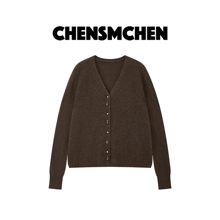 CHENSMCHEN 绵羊毛经典大气针织衫女时尚百搭显瘦上衣CSZ6630YW