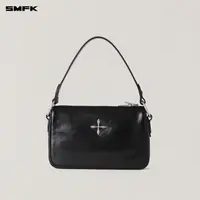 SMFK十字徽章皮质单肩包 B0005B3 女士百搭黑色腋下包