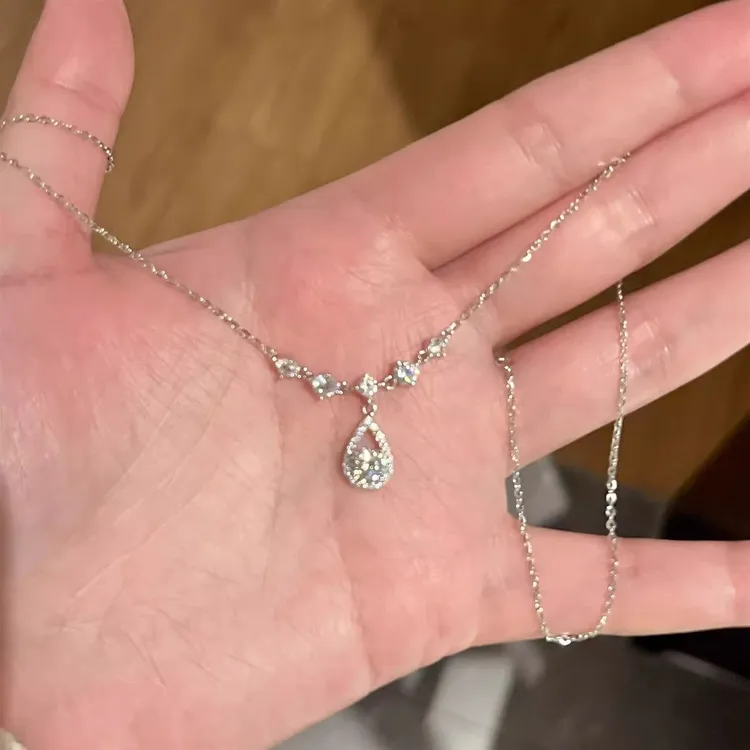 合金项链 超闪甜美水滴项链2025夏季轻奢清冷精致颈链百搭锁骨链