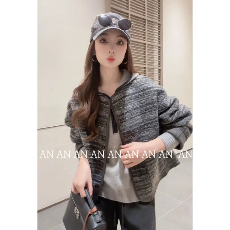 C09417复古气质小香风宽松高级感百搭开衫口袋夹克外套