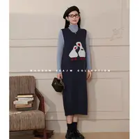 maodan/猫单【蔚蓝海歌】孕妇套装秋季新品卡通显瘦时尚内搭背心裙
