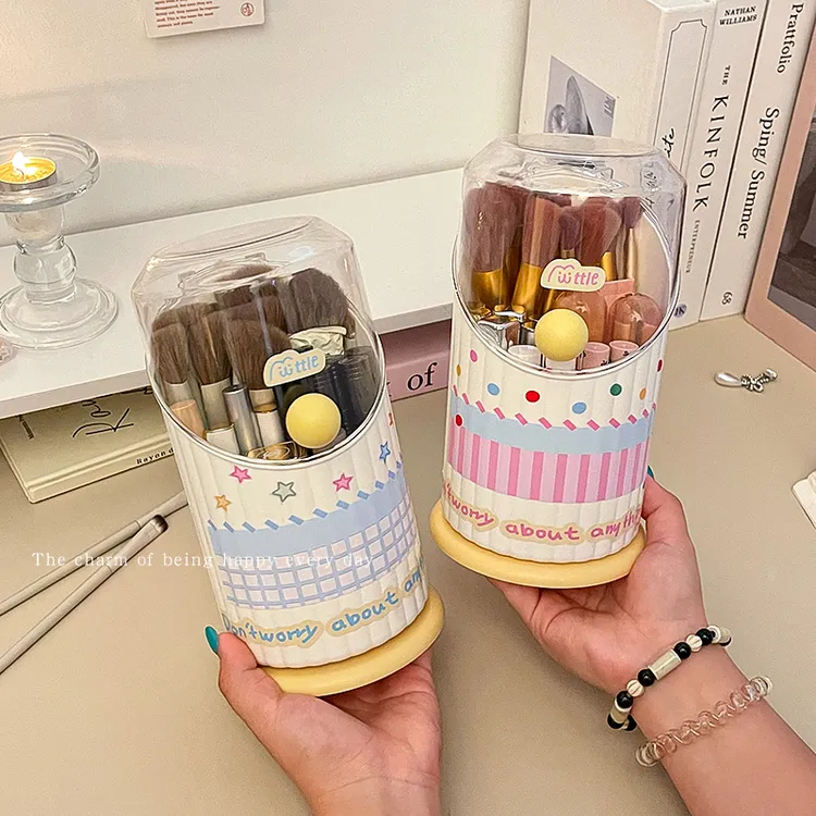化妆刷收纳筒分格防尘梳妆台化妆品收纳盒口红眼影置物架桌面笔筒