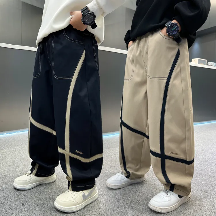 男童休闲裤春秋2025新款儿童大童男孩洋气宽松阔腿休闲长裤秋季潮
