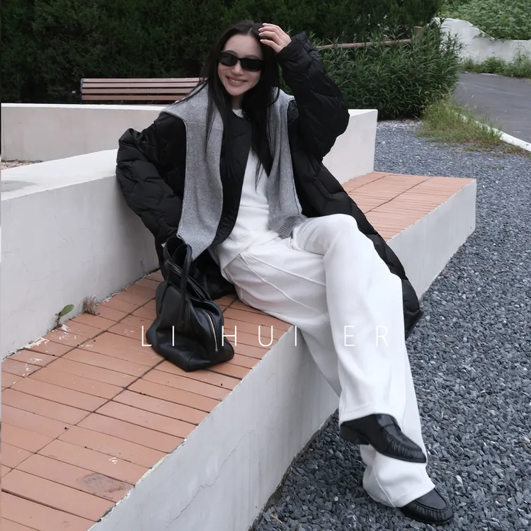 Li Hui Er【秋月冬雪】2025冬季轻奢舒适极简中长款羽绒服28282