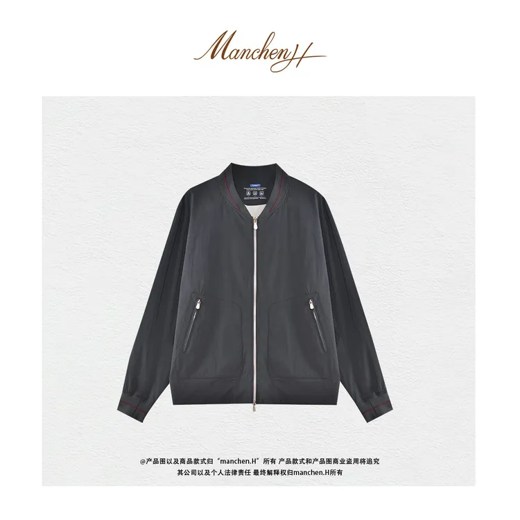 曼辰manchenh"家属~意式老钱"三防皱感纬弹科技面料拉链夹克外套