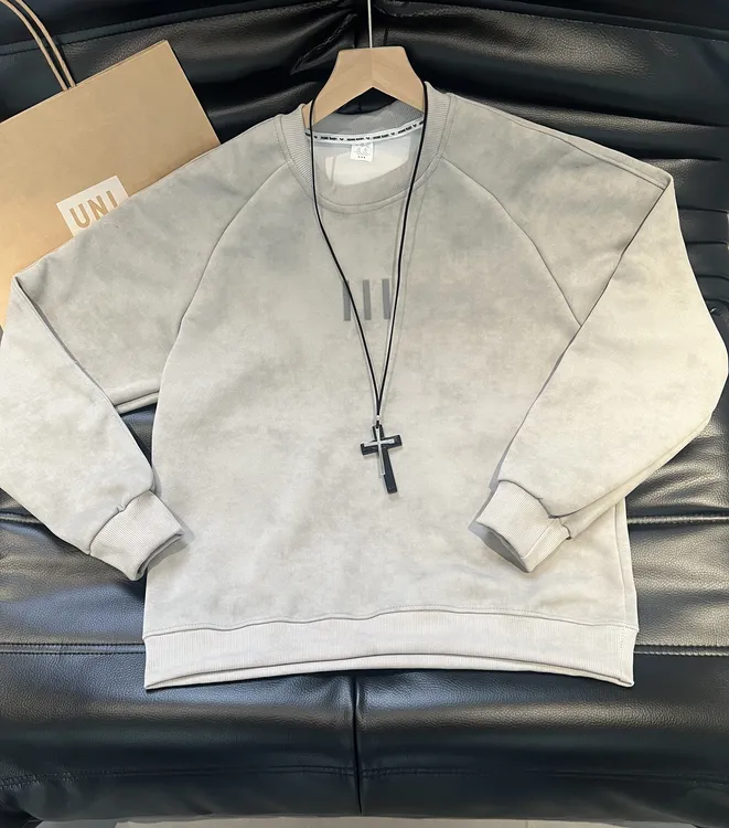 休闲扎染长袖圆领卫衣男士冬季新款轻奢高品质时尚百搭爆款上衣男