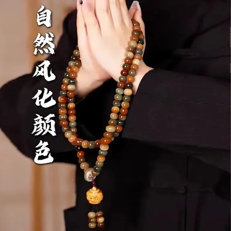 【新风潮】敦煌飞天108颗纯天然风化菩提子手串男女盘玩念珠新国潮