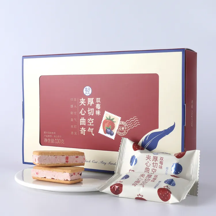 盒马双莓味厚切空气夹心曲奇130g口感轻盈丝滑点心休闲零食饼干