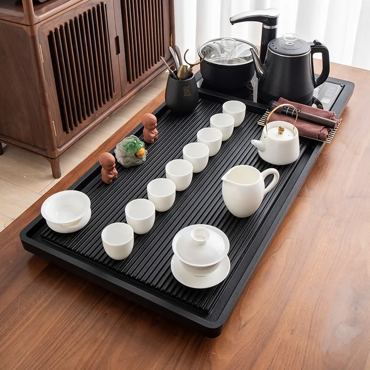 乌金石茶盘整套陶瓷功夫茶具一套装家用大号茶台自动电茶炉烧水壶