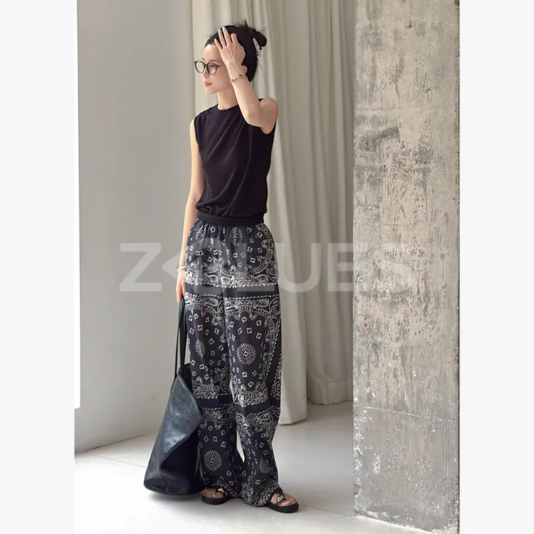 Z.blues【部落风】度假B备民族风印花纯棉松紧长裤YZXSJ8246