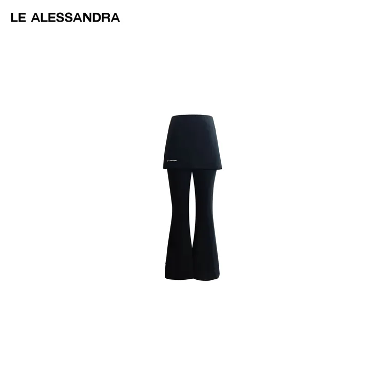 品牌直营 LE ALESSANDRA 空气亲肤喇叭裙裤假两件长裤