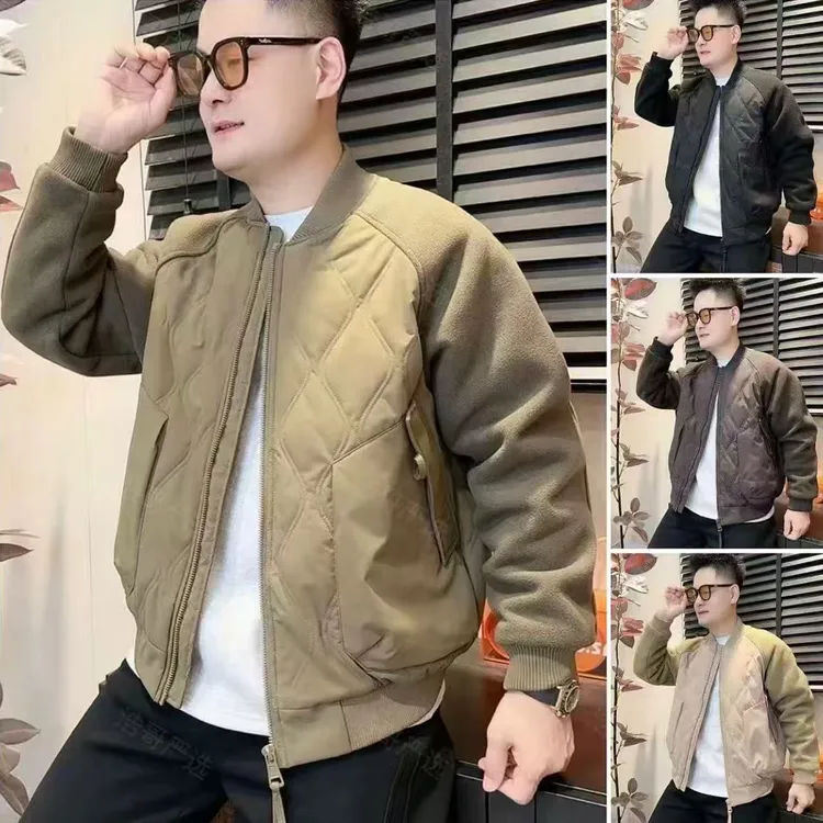 【棒球领拼接定位棉服】冬季新款男士休闲保暖二棉夹克外套