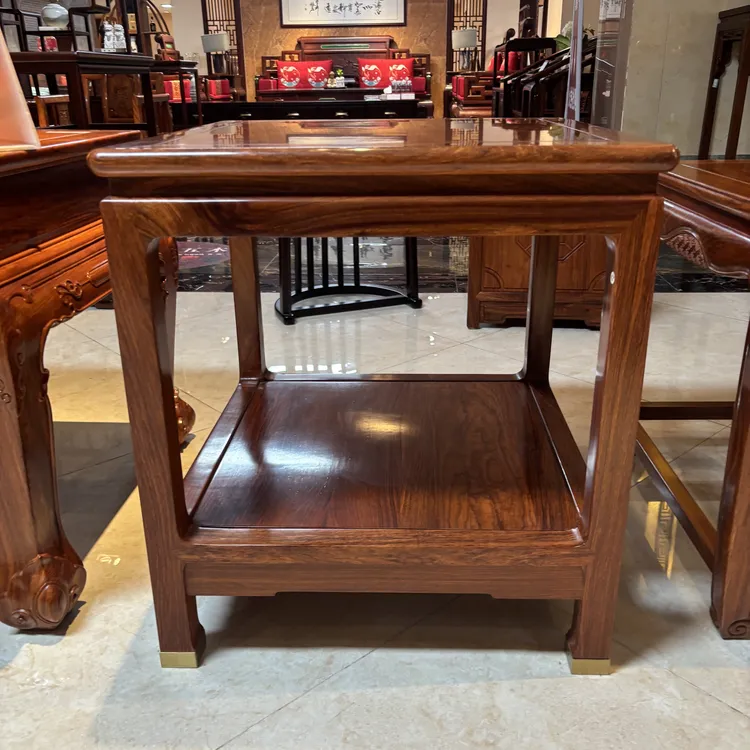 方几刺猬紫檀红木双层客厅角几