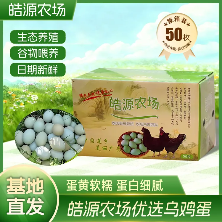 皓源农场 千亩农场当日新鲜绿壳乌鸡蛋50枚 优质绿色健康农产品