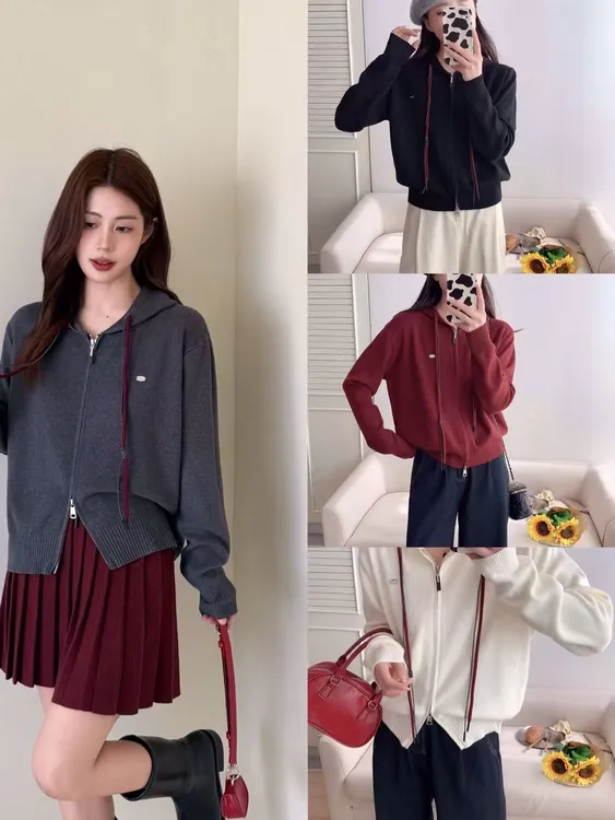 针织冬季韩式开衫款连帽毛针织衫开衫毛衣休闲韩版(k18