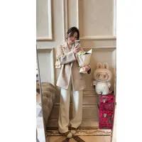 syna希娜『黑标系列』意大利进口双排牛角扣低饱和色大衣