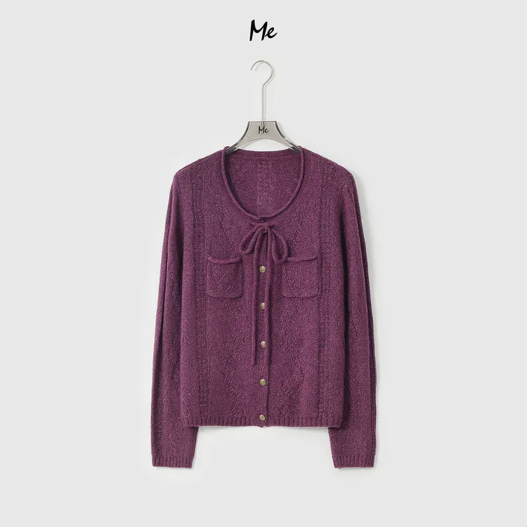 ME【邓肯小香衫】阿拉善山羊绒天丝花纱时尚百搭针织毛衣MESA3573