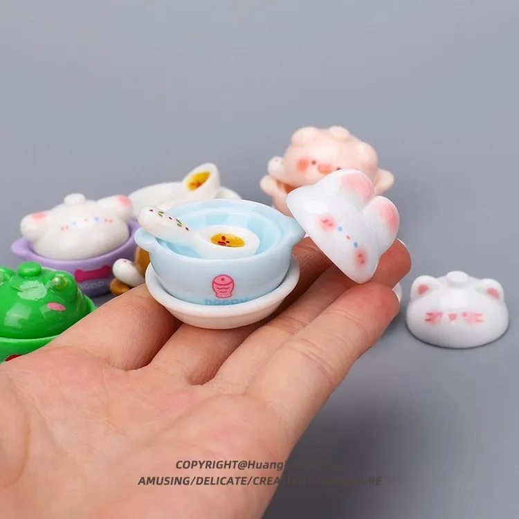迷你可爱仿真动物砂锅微缩餐具过家家玩具卡通小摆件