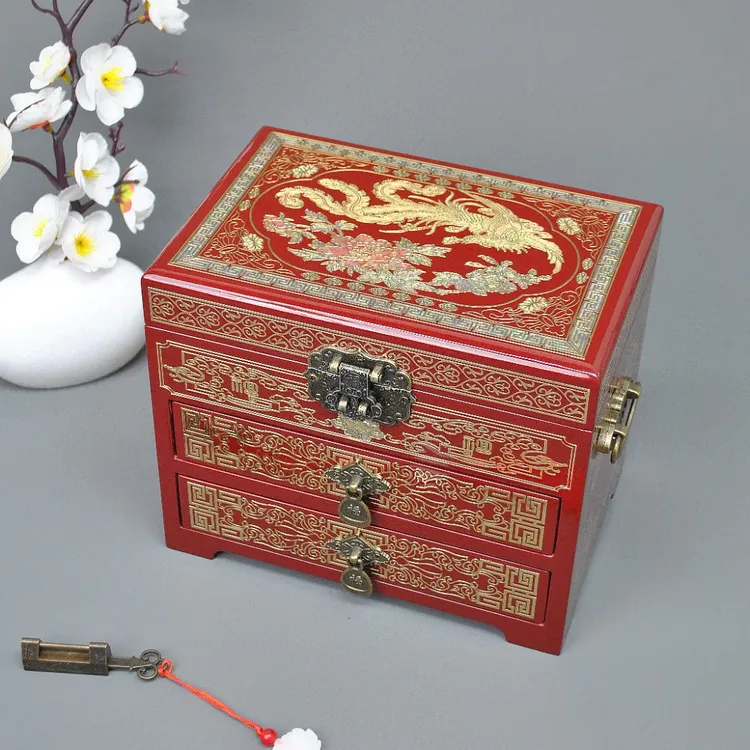 非遗文化高颜值平遥漆器全手工铜丝螺钿首饰盒婚嫁元旦伴手礼年终