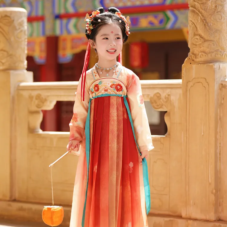 汉服女童2025新款春秋儿童女孩中秋节国风唐装秋古风超仙公主裙子