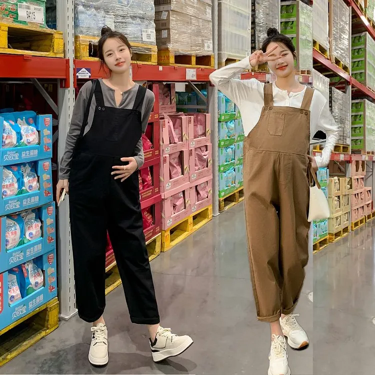 2025孕妇春秋季套装时尚两件套背带裤休闲韩版裤子外穿宽松套装