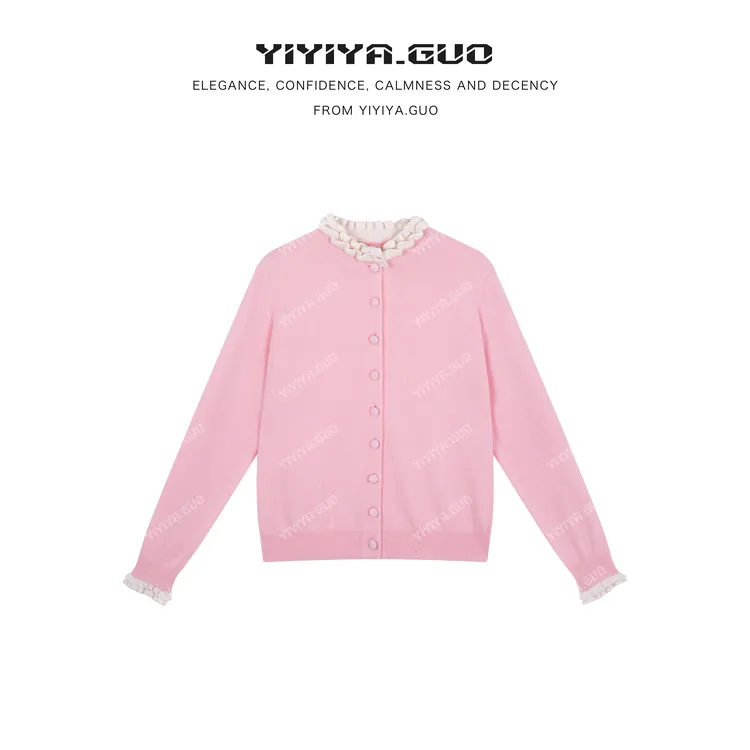 yiyiya.Guo艺艺吖【花边毛衣】时尚针织毛衫花边领上衣080233SS52