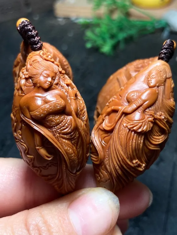 橄榄核精品重工雕刻【四大美女】2.2*2.4左右橄榄核手工雕刻文玩