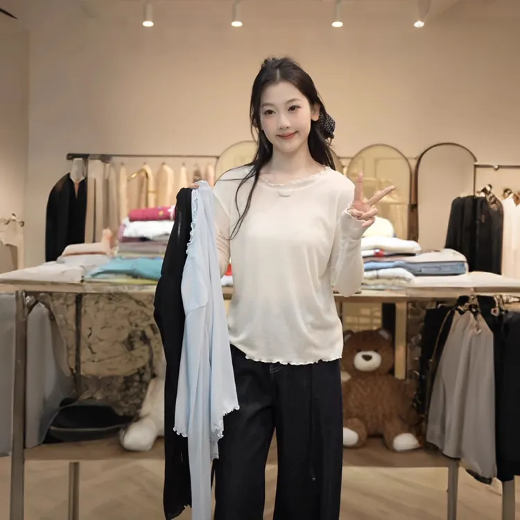 【闵笑一】绵绵云卷 25早秋新款百搭显瘦上衣潮牌女装针织打底女