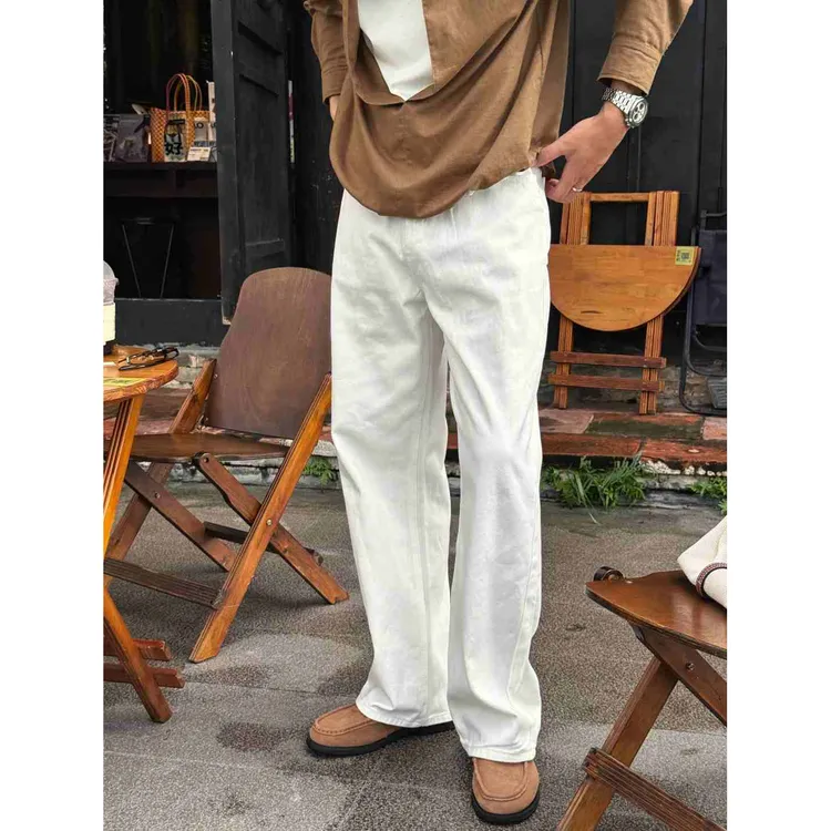 「高智松弛感」秋季老钱风100%水洗棉长裤宽松直筒垂感休闲牛仔裤