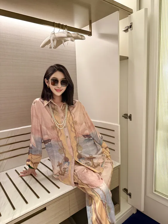 【粥粥高级定制】安东尼童话法式轻奢复古印花长袖衬衫套装