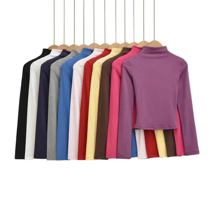 RY25205半高领长袖T恤内搭修身显瘦打底上衣