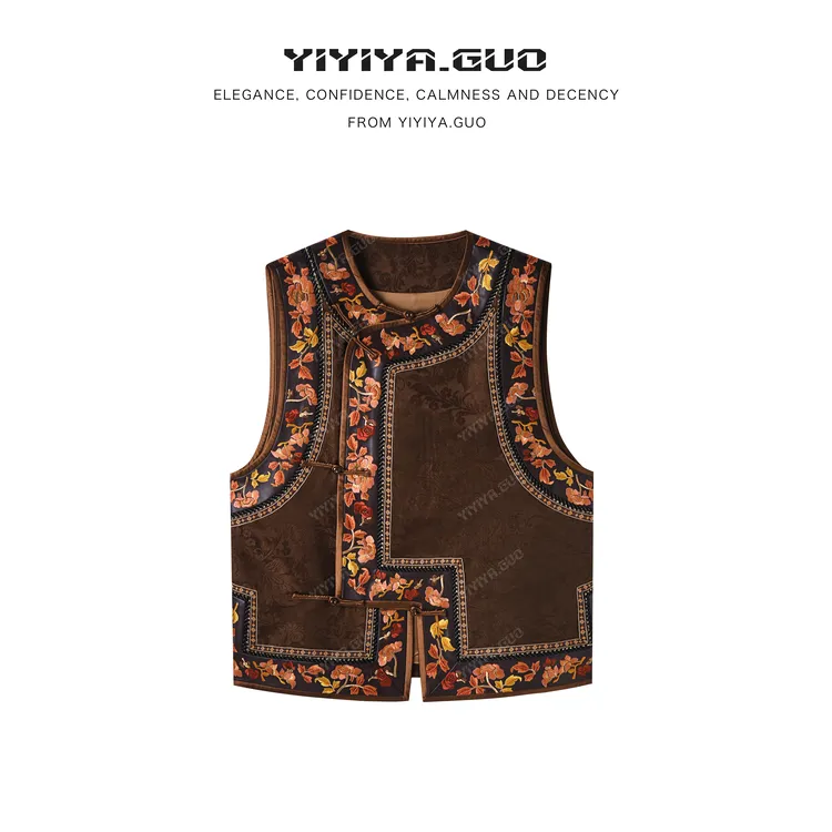 yiyiya.Guo艺艺吖新中式中国风斜襟透气光泽感无袖马甲2877SS52