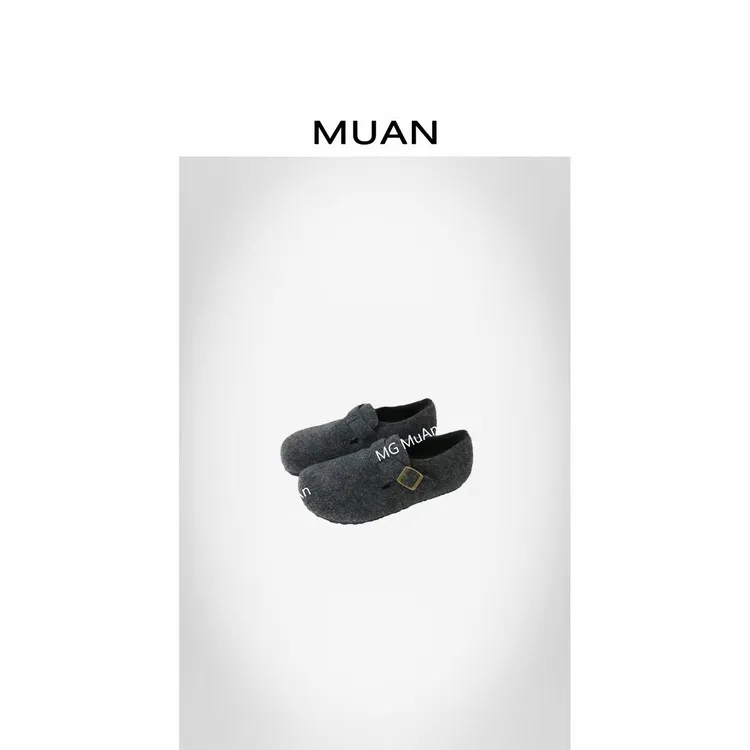 木岸MUAN：《呢子勃肯鞋》定制呢子一字扣高级单鞋女LL-7800-1227