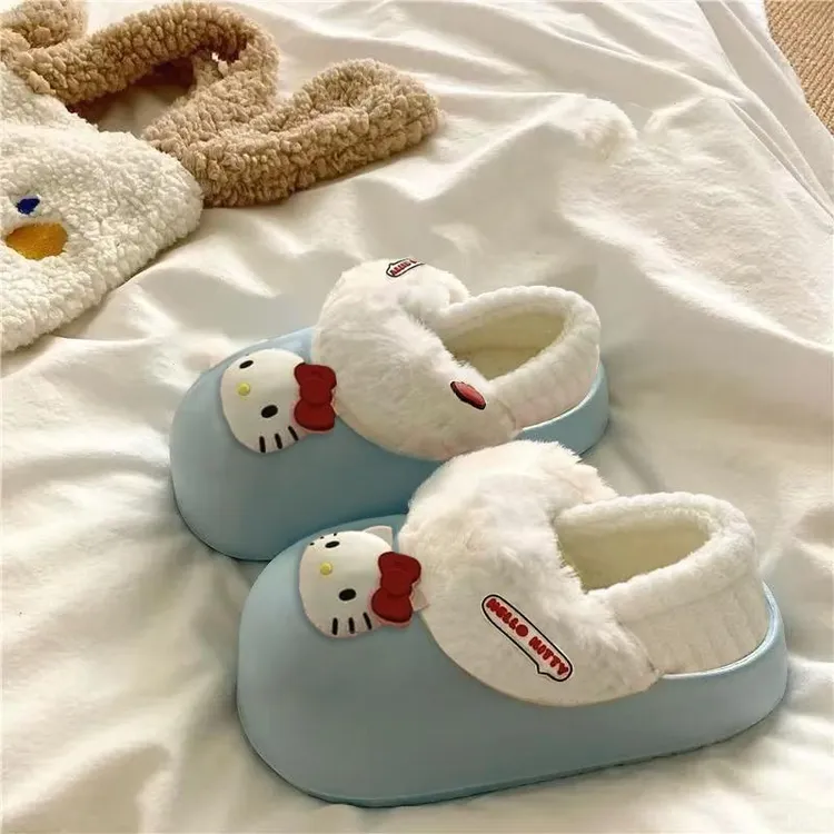 可拆卸毛毛棉拖鞋女2025年爆款冬季外出洋气可爱卡通包头拖鞋防滑