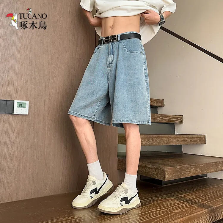 啄木鸟2025夏季主推设计师男装高级感牛仔裤男款男士休闲牛仔短