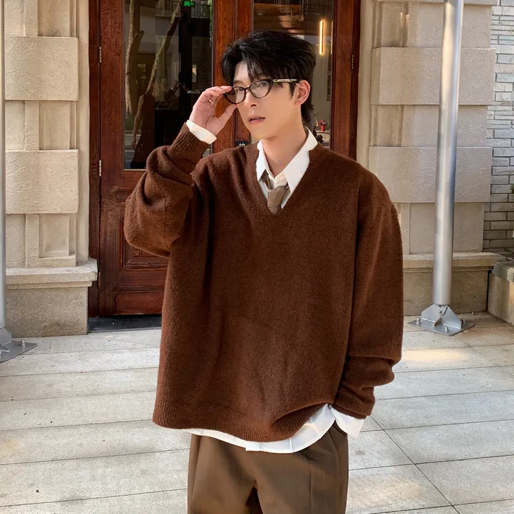 一轩轩轩【绒间絮语】冬季简约男士氛围松弛感长袖针织衫毛衣25138