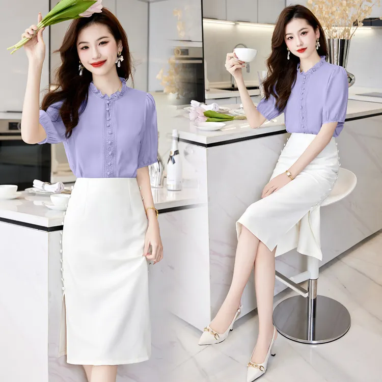 时尚套装女装夏装2025夏天衣服女神范新款女人味小清新衬衣半身裙