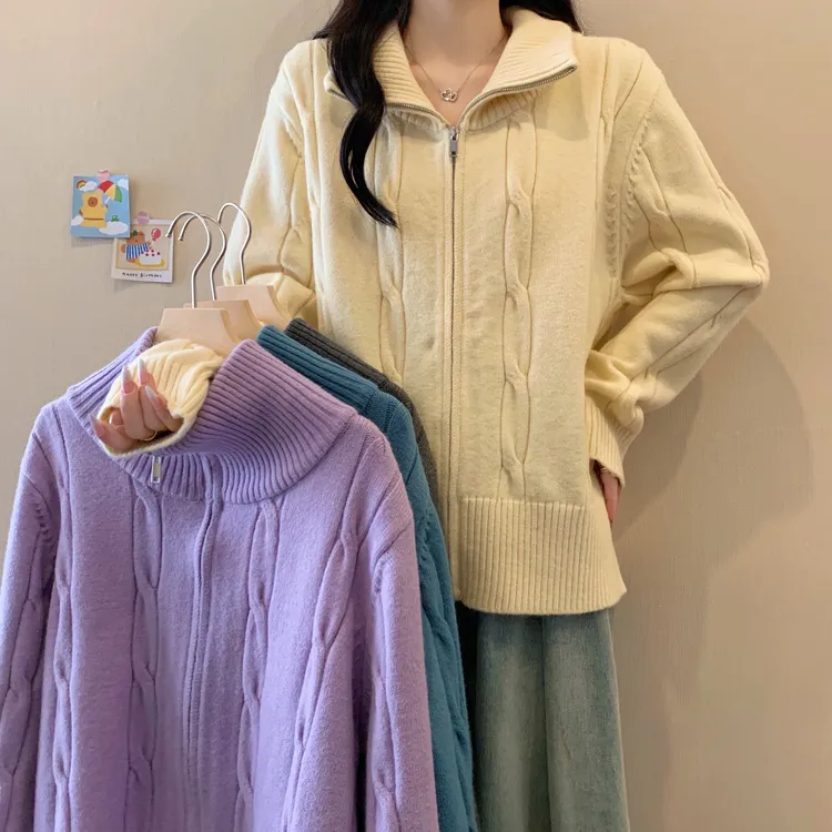 2025大码女装秋冬新款长袖针织加厚保暖毛衣3066