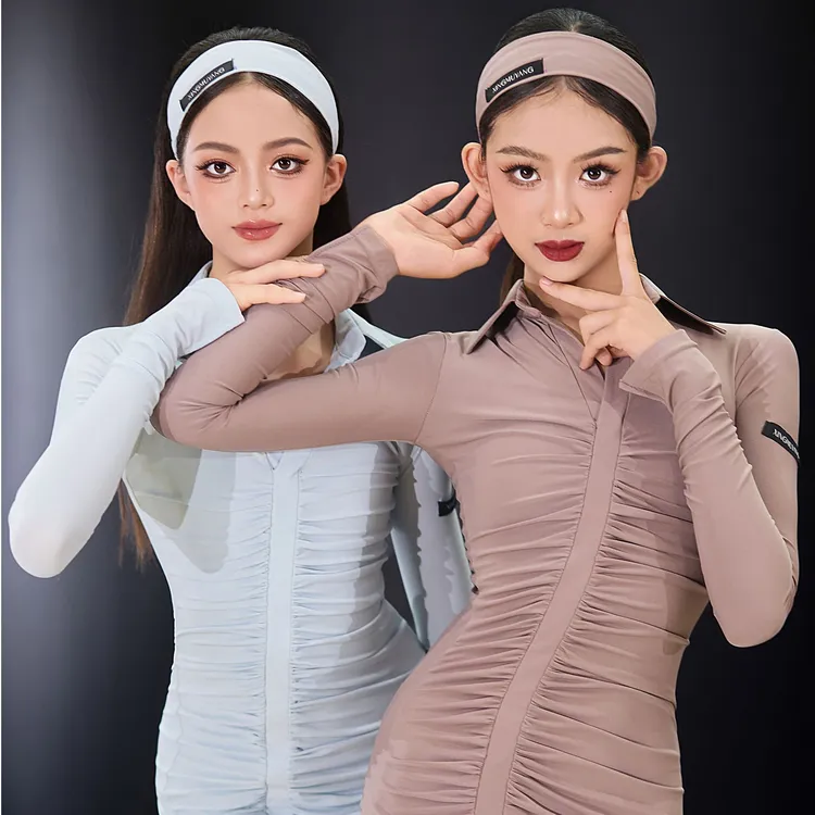 星木漾拉丁舞服「极简之形」秋冬新品衬衫抽褶设计拉丁舞练功服
