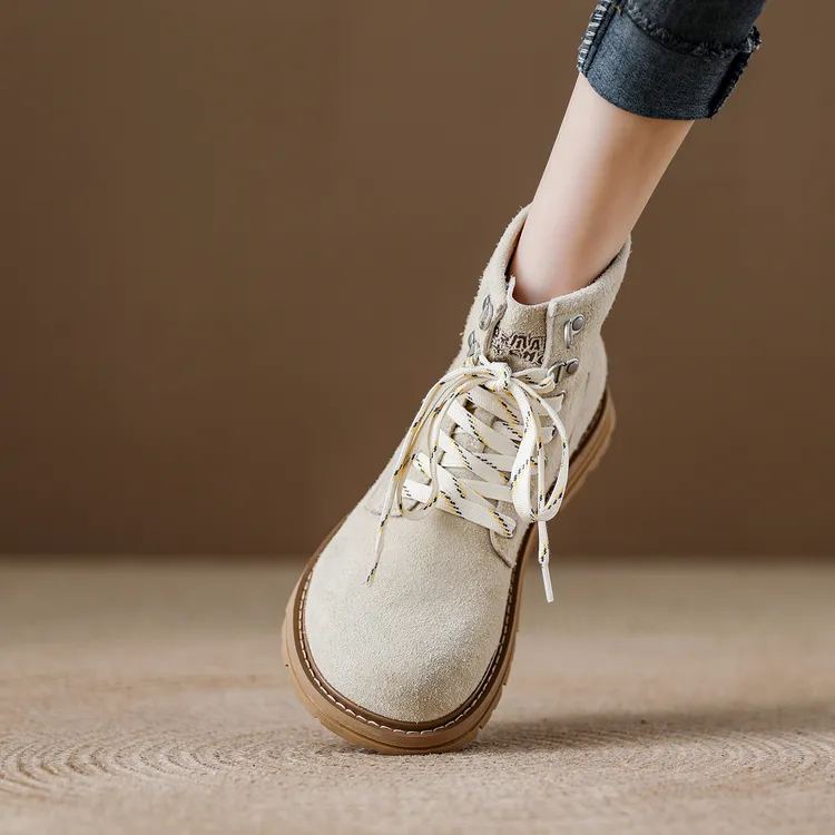 厚底增高休闲靴子百搭舒适复古马丁靴2025秋季新款女鞋真皮短靴女