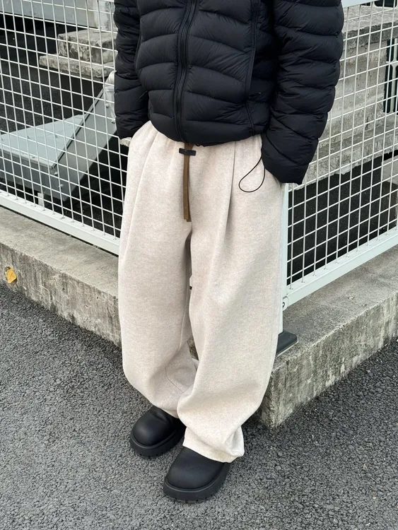 胡先生25ss冬季加绒加厚羊毛针织直筒弯刀休闲裤F1926