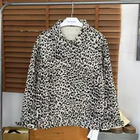 春秋翻领豹纹宽松休闲牛仔外套6543（F9945）