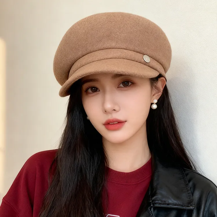 高品质羊毛女士秋冬复古显脸小贝雷帽八角帽鸭舌画家帽