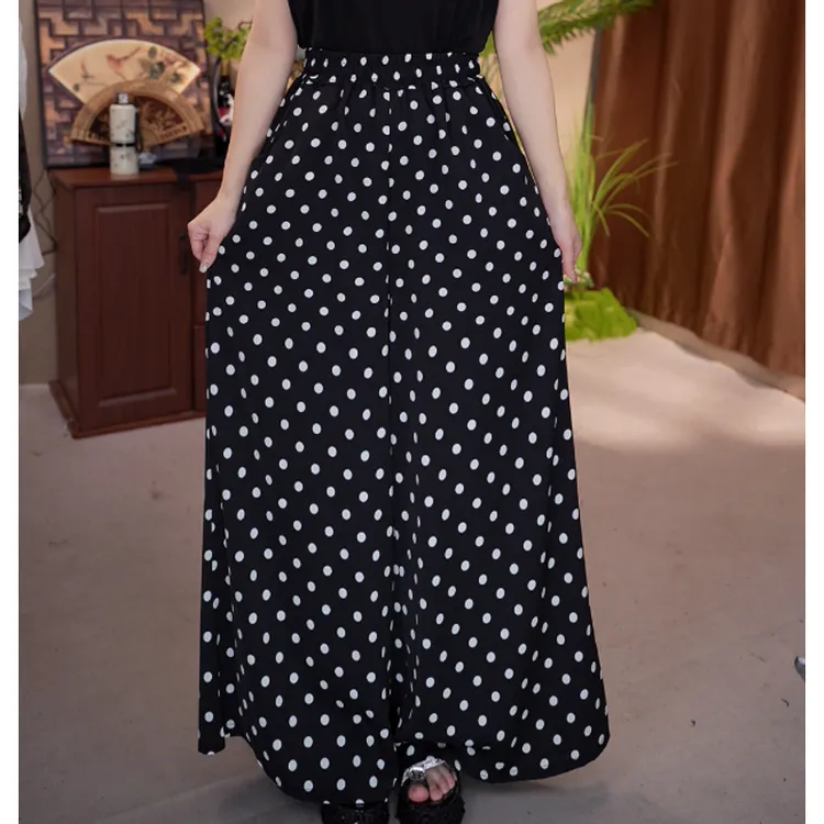 106/时尚高级新款黑白大阔腿裤波点 C