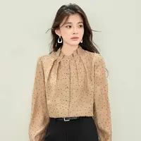 新款时尚立领百搭波点衬衫2718